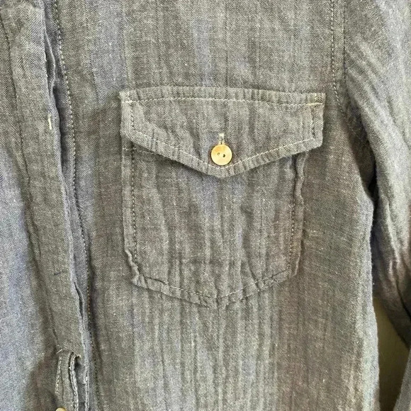 Mary McFadden Womens Blue Chambray Button Down Shirt - Picture 3 of 7